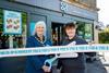 Store Manager Gemma Swallow welcomes Mayor Marilyn Franks to the opening and ribbon cutting.