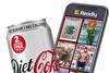 A can of Diet Coke and a mobile phone showing the Readly digital subscription app.