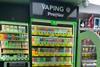 e-cigs display in store with LED lights