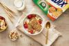 Weetabix Golden Syrup in cereal bowl with milk and fruit
