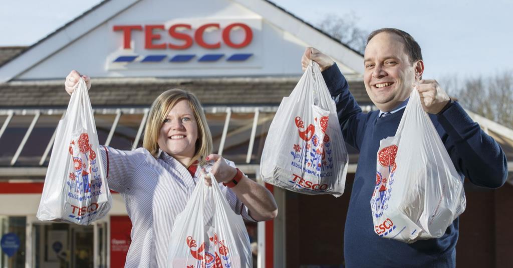 Tesco to trial a phase-out of single-use 5p plastic bags | Plastic bags |  The Guardian