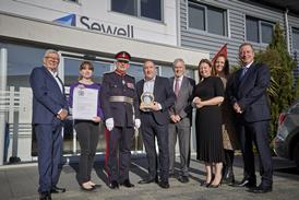 Sewell on the go directors are presented with their King's Award by the Lord-Lieutenant