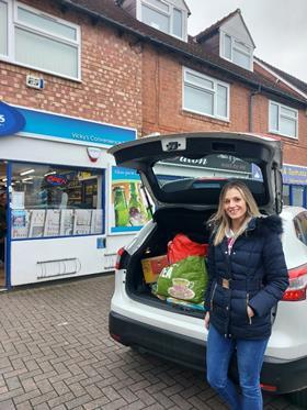 Ukraine help_Vicky's Convenience Store & Post Office_Vicky Onions with car