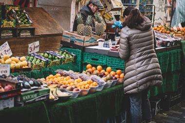 Market stall fruit and veg