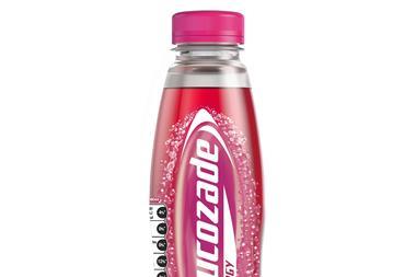 Lucozade Energy Raspberry Ripple in pink bottle