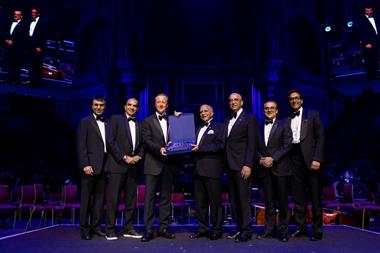 Lord David Cameron Presenting Shield To Sir Anwar Pervez with Bestway Group Board Members