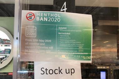 Menthol ban window sign cropped