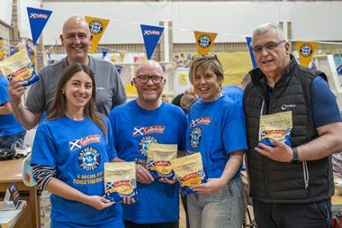 Gary Maclean with Galloway Cheddar, FareShare and JustBee representatives