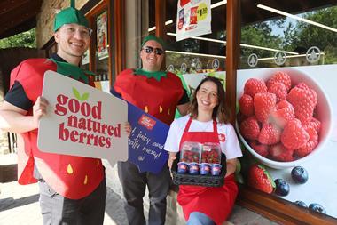 SPAR North of England x Good Natured Berries - Jimmy Durose and Wilf Whittle of James Hall & Co. Ltd with Jill Witheyman of Angus Soft Fruits 1
