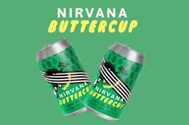 4. NIRVANA BREWERY-BUTTERCUP-TWO CANS-GREEN BACKGROUND WITH TEXT