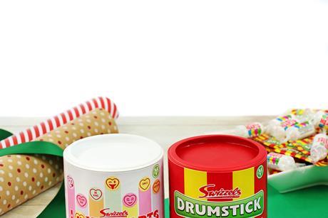 Love Hearts and Drumstick chews gift drums