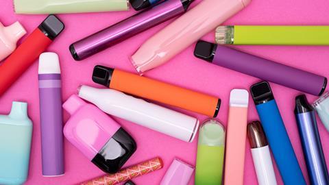 GettyImages_Disposable vapes on pink background_Credit Roman Mykhalchuk
