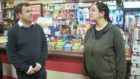 Supplier visits winner of competition in convenience store