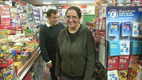 Supplier visits winner of competition in convenience store