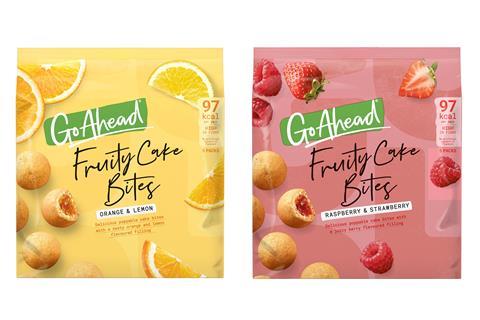 Yellow orange and lemon flavour and pink raspberry and strawberry flavour Fruity Cake Bites.
