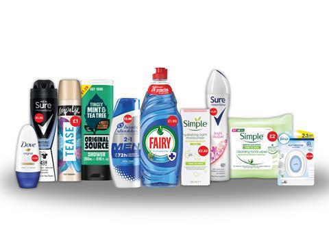 A range of pricemarked household and personal care products