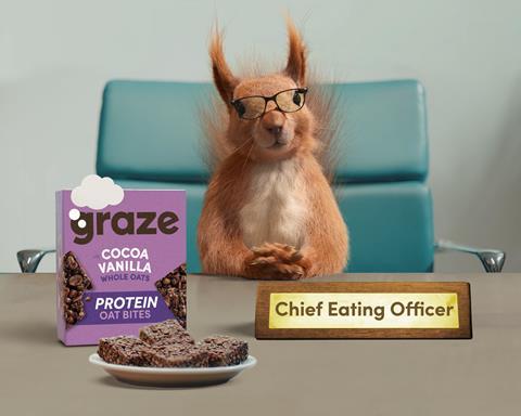 A squirrel is the CEO at Graze in the healthy snack brand's new TV ad