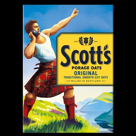 Scott's Oats Original featuring illustration of Scotsman wearing a kilt.