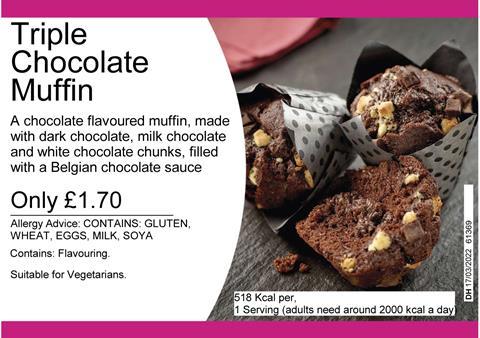 Country Choice HFSS Triple Chocolate Muffin label