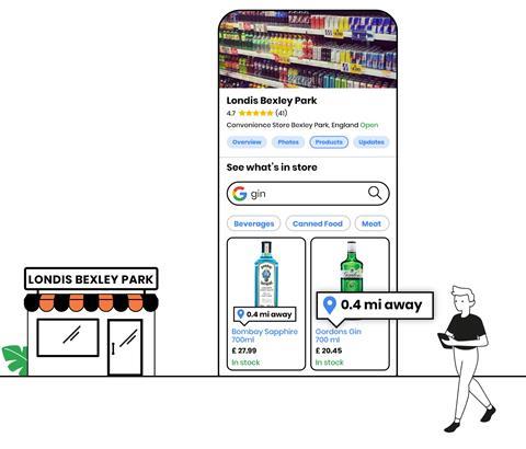 Shoppers can view products at Londis Bexley Park on Google