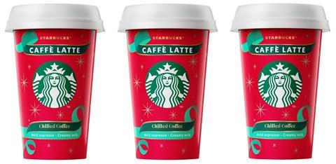 Caffe Latte Starbucks red cup festive chilled coffee