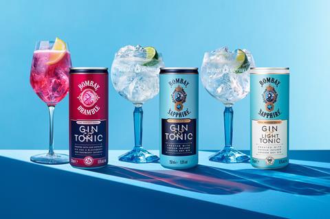 Three Bombay Sapphire RTD cocktails