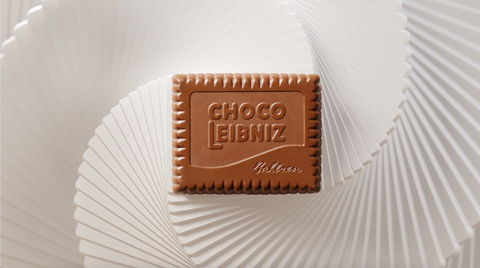 A chocolate coated Bahlsen biscuit