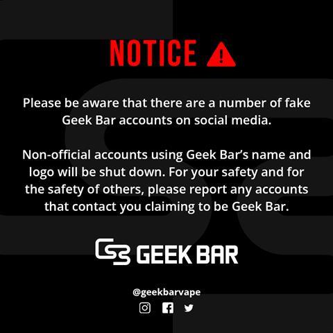 Geek Bar  – Fake Accounts Social Post