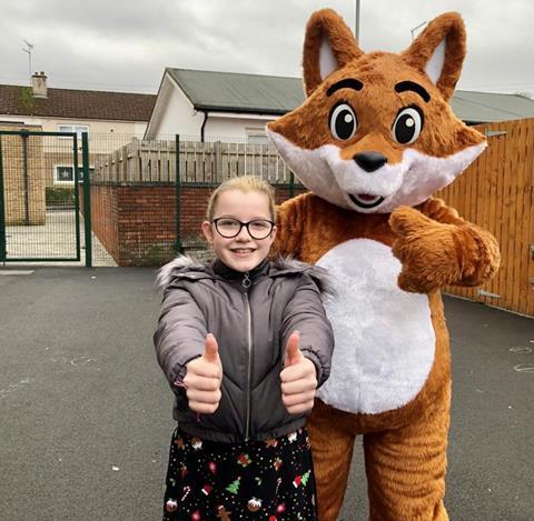 Peyton Gallagher with Cuthbert the Fox