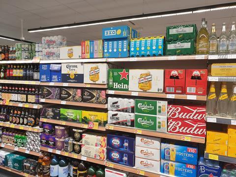 Take home lagers on shelf in store
