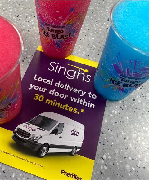 Singh's Drop delivery leaflet and slush