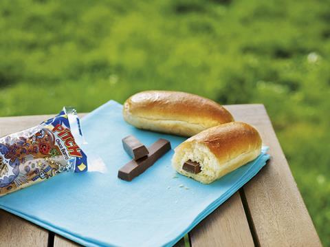 Brioche Pasquier chocolate filled brioche on grass background