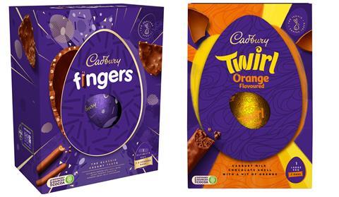 Cadbury Fingers and Twirl Orange Easter Eggs