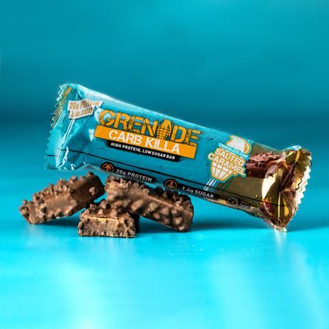 Carb Killa Bar Salted Caramel Packaging with bar