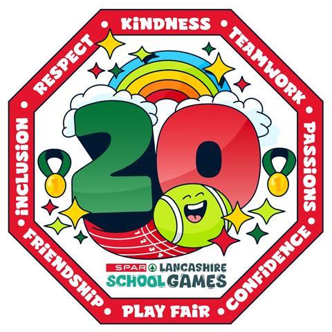 SPAR Lancashire School Games 20 Years Logo
