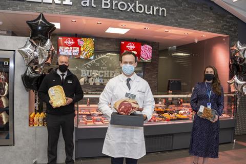 Store Manager, Aidan O’Sullivan, John Carlisle from Border Meats and Kirsty George, Local Sourcing Manager at Scotmid