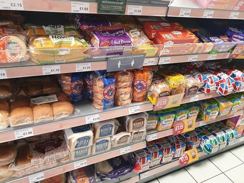 Wrapped bread and bakery lines at Budgens Coulsdon