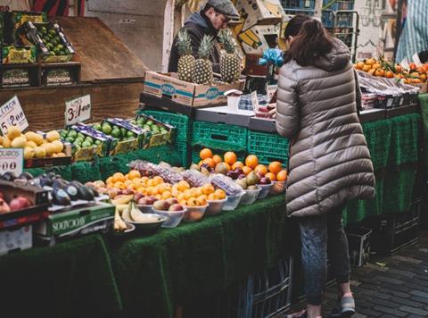 Market stall fruit and veg