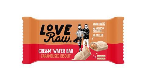 LoveRaw Cre&m wafer bar caramelised biscuit