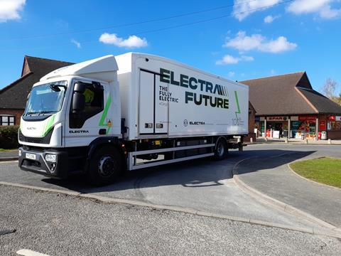 Electric lorry outside SPAR Shawbirch