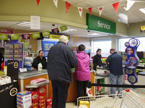 Shoppers queueing