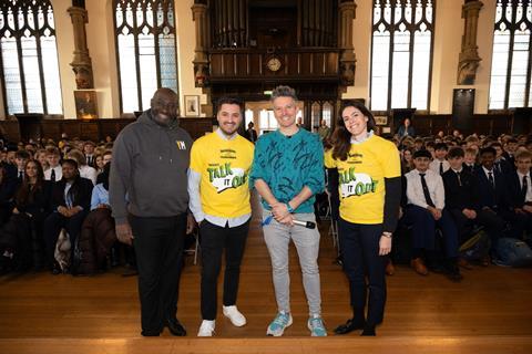 Leerdammer Talk it Out - L-R Vernon Samuels YoungMinds, Alex Blake Leerdammer, Comedian Stuart Goldsmith, Elena Fernandez Leerdammer