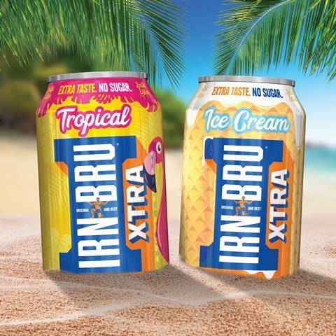 Irn-Bru XTRA Flavours Tropical and Ice Cream