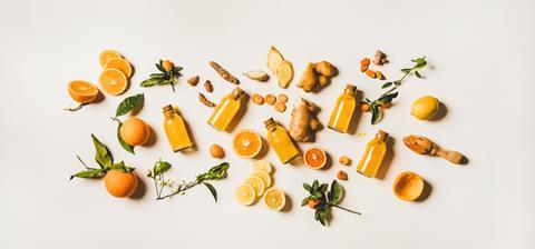 Orange juice bottles and added ingredients