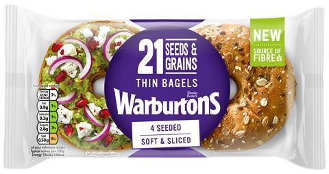 Warburtons 4 Bagel Thins 21 S&G AW