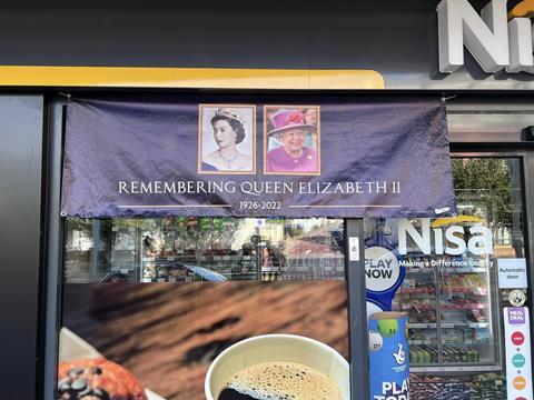 Remembering the Queen banner _Nisa Local T and K Food Mart