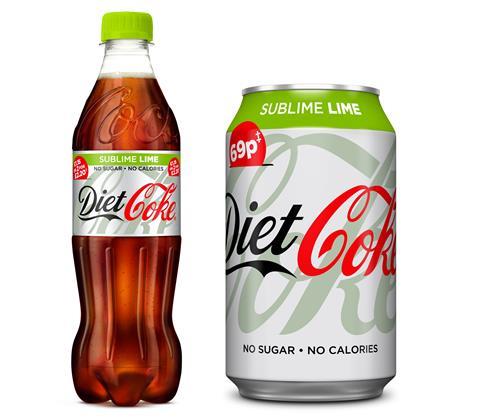 Diet Coke Sublime Lime bottle and can cropped