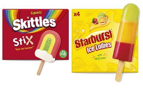 Skittles Stix and Starburst Ice Lollies