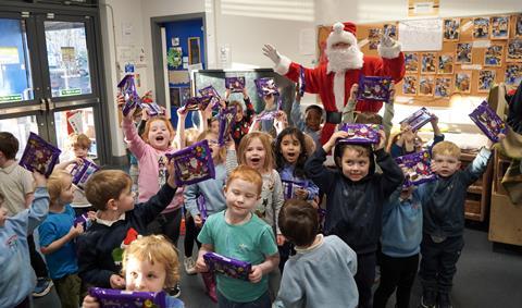 Todholm Nursery kids with their selection boxes