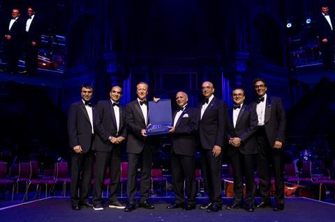 Lord David Cameron Presenting Shield To Sir Anwar Pervez with Bestway Group Board Members